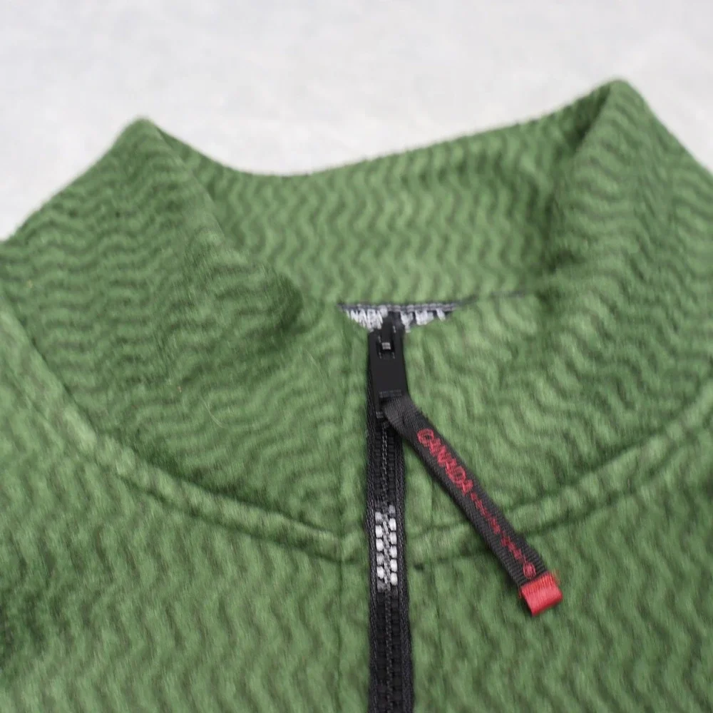 Canada Weathergear Sweater Men XL Green Textured Fleece 1/4 Zip Pullover Outdoor